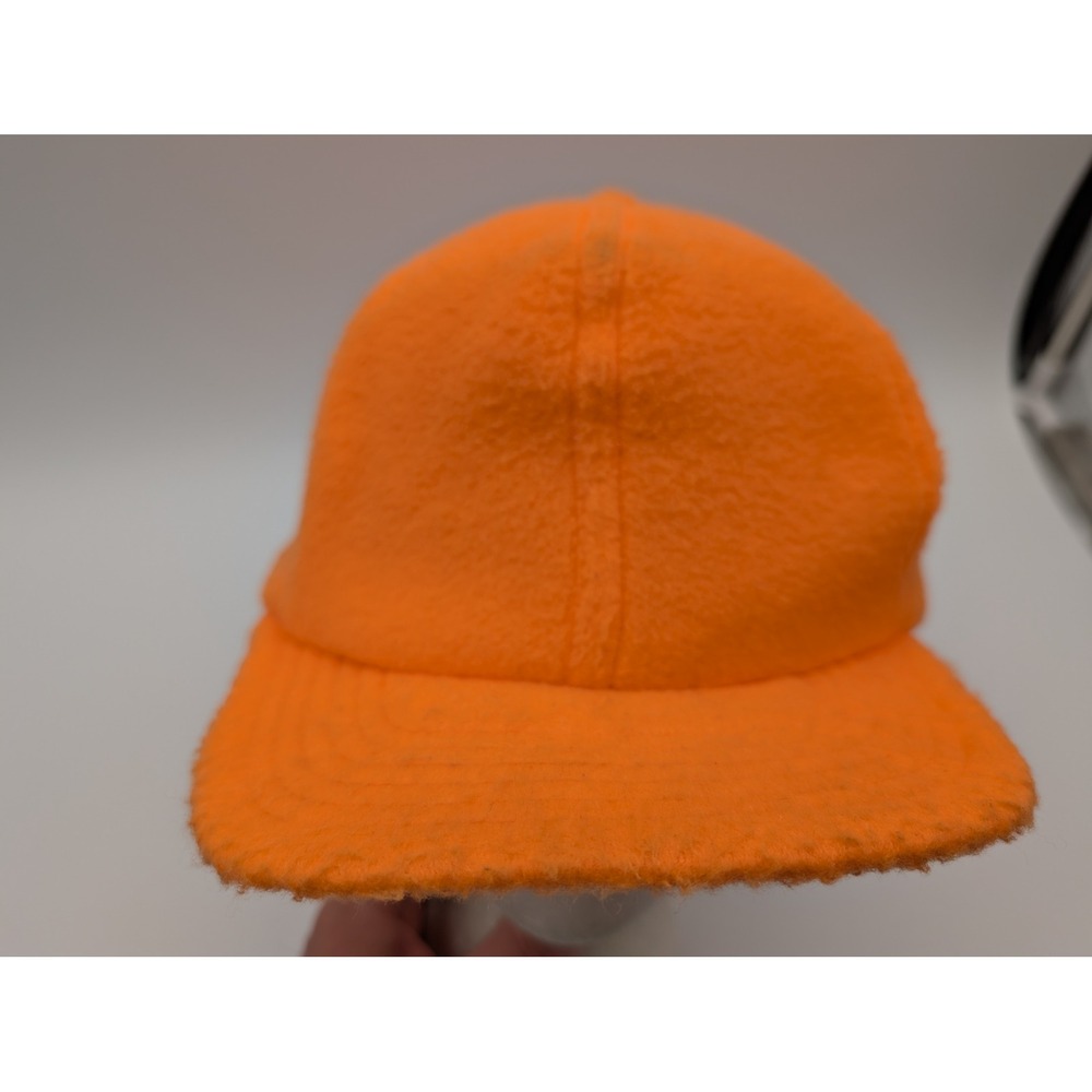 Vintage Polarfleece Blaze Orange Snapback Hat Made in USA Hunting Fleece Cap